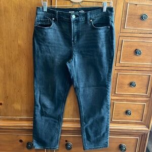 Old Navy Boyfriend Jeans Size 6 Mid-Rise Black Wash BUILTIN WARM :) GUC